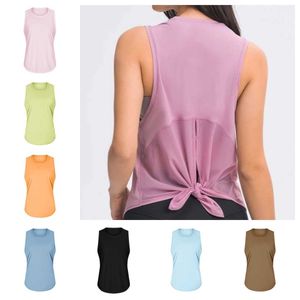 LL Sexy Women Yoga Vshirt Designer Hollow Back Sports Fitness Top Top Yoga Running Gym Runging Torps