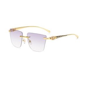 Mode Sonnenbrillen Damen Herren Brief Stempel Sonnenbrille Luxusmarke Brille Rahmenlos Oversize Designer Big Leopard Gold Brille UV400 Sonnenbrille Brille