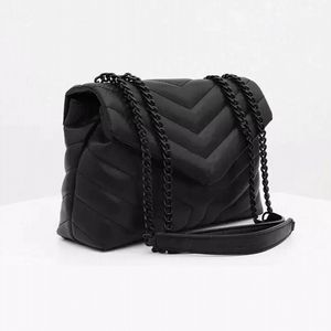 Lüks çanta omuz çantası markası loulou y şekilli tasarımcı dikiş deri bayanlar metal zincir yüksek kaliteli kapaklı messenger hediye kutusu toptan hqy65479