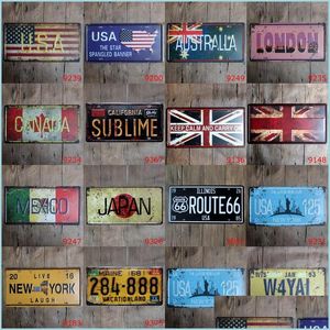 Metal Painting Tin Usa Uk Canada Paese Città Targa Vintage Wall Art Retro Bar Pub Home Decor Drop Delivery Garden Arts Craft Dhqvs