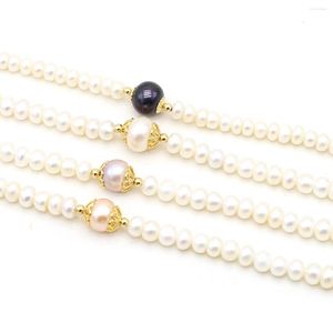 Strand Natural Freshwater Cultured Pearl Beaded Bracelet Small White Beads Big Pendant