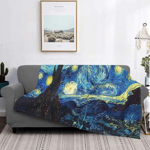 Koce Van Gogh Art Rzut Koc Gwiaździsty nocny flanelowy Ketek Super ciepło do pościeli kanapa Pluszowa koc na prezent 230320