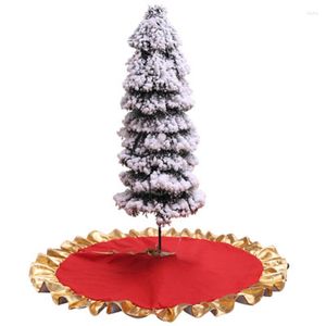 Christmas Decorations 90cm Tree Skirt Gold Edge Xmas Party Delicate Embroidery Home Decoration Surround Santa Claus Design Ornament Carpet