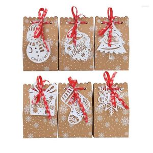 Gift Wrap 24pcs Large Christmas Bags Kraft Paper Bag For Chocolate Snack Clothing Present Box Packaging Xmas