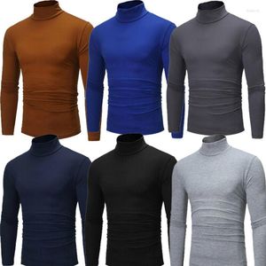 T-shirt da uomo 2023 Fahsio collo alto pullover maglione maglione top dolcevita cotone caldo M-3XL