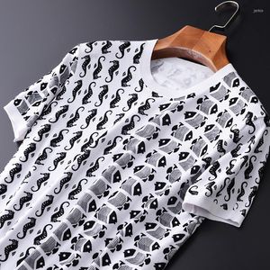 Men's T Shirts Cotton Men T-shirt Luxury Ocean Style Printed Knitted Mens T-shirts Plus Size 3XL 4XL Slim Fit Summer Man Tee