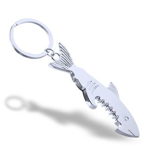 Metal 2 i 1 Shark Keychain Bottle Opener Creative Sharks Fish Key Chain Beer Openers