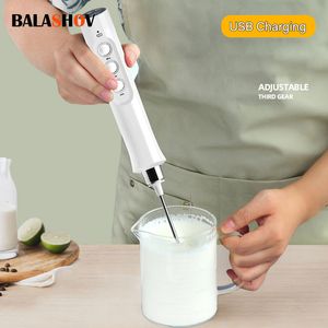 Andra köksverktyg Portable Rechargeble Electric Milk Frorer Foam Maker Wireless Handheld Foamer High Speed ​​Drink Mixer Coffee Frothing Wand 230320