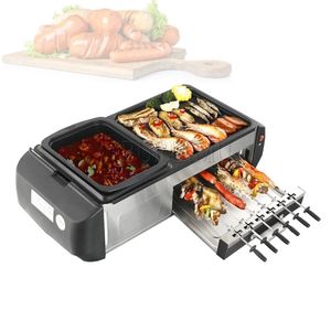 New Cooking Baking Integrated Pot Double Control Korean Multi Cooker Electric Baking Pan Oven Barbecue Hot Pot Soup Pot