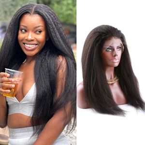 Kinky Straight Full Lace Wig 13x4 13x6 HD 레이스 전면 가발 100 인간 머리 가발 베이비 헤어 브라질 브라질 레미 헤어 야키 레이스 전면 가발