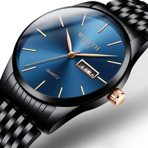 腕時計の豪華な男性の時計カレンダーは、英語または中国のステンレス鋼の腕時計ビジネスの防水男性時計時計