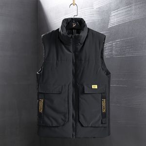 Men's Vests Winter Work Men Warm Plus Size Padded Vest 7XL Stand Collar Thicken Waistcoat Large Capacity Pocket Sleeveless Jacket Male 230320