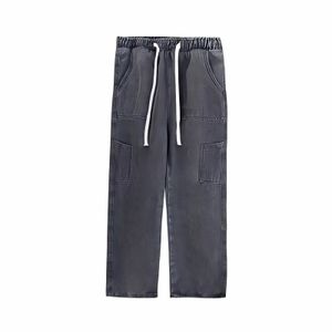 Men's Jeans Japanese Streetwear Black For Man Straight Wide Leg Denim Trousers American Style Grunge Y2k Vintage Baggy Cargo Pants 230320