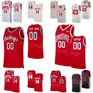 Basquete universitário Ohio State Buckeyes Jersey 10 Brice Sensabaugh 14 Justiça Sueing 23 Zed Key 2 Bruce Thornton 4 Sean McNeil 13 Isaac Likekele University Team NCAA