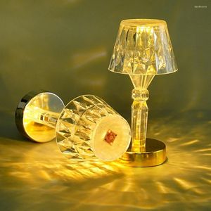 Настольные лампы светодиодные лампы Diamond Light Projector Romantic Atmosphere Ночная прозрачная акриловая стола для спальни