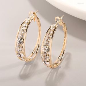 Hoopörhängen Huggie Fashion Gold Color Crystal for Women Girl Big Circle Eara Korea Wedding Jewelry Valentine's Day Giftshoop OD
