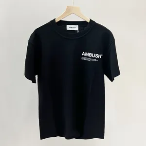 Camisa de grife AMBUSH Mens t shirt curta camisa polo feminina estampada Leeter Manga no peito Carta reflexiva para homens e mulheres Casal tees top fashion