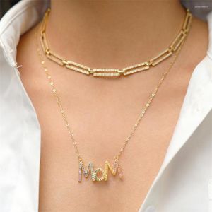 Pendanthalsband Ankomst Mamma bokstäver halsband kubik zirkonium för flerskikt hip-hop-stil kopparguldpläterad länkkedja smycken smycken