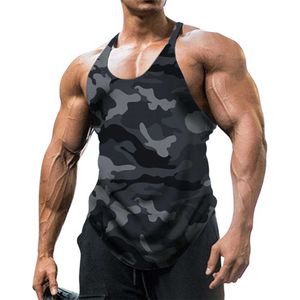 Tampo masculino Tops de verão sem mangas camuflagem impressão v ginásio cloing scle tank tanque de tanques de tanques slim slim fit workout tshirt a5 z0320