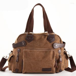 Duffel Bags Solid Color Black Khaki Casual Vintage Multifunction Trunk Canvas Crossbody Travel Bag Shoulder Messenger Handbag