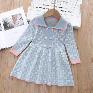 Girl's Girls Dresses Spring Autumn Children Woolen Sticked Dress Clothes för 1 till 6 år barn Fashion Pullover Tröja kjolar 230320