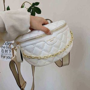 Waist Bags new fashion bag women's Korean version solid color chest sewing letter waist chain messenger 220704