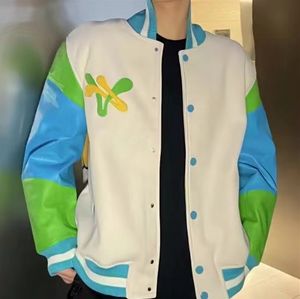 2023 새 디자이너 고품질 재킷 패션 가죽-긴팔 만화 자수 인쇄 캐주얼 야구 유니폼 재킷