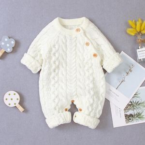 Rompers Baby Rompers Long Sleeve Winter Warm Knitted Infant Kids Boys Girls Jumpsuits Toddler Sweaters Outfits Autumn Children's Clothes 230320