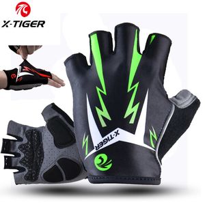 Cycling Gloves X-Tiger Cycling Gloves Mens MTB Road Gloves Reflective Mountain Bike Half Finger Gloves Bicycle Non-slip Sports Gloves 230317