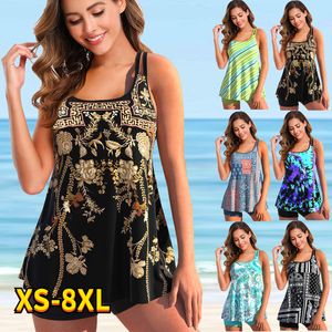 Swim Wear Wears Feminina Tankini de 2 peças de tamanho grande maiô de 2 peças de impressão de biquíni grandes bustos frutas acolchoadas ternos de banho esportes 230320