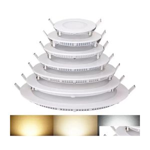 Led Panel Lights Dimmable Round Light 4W 6W 9W 12W 15W 18W 21W 110240V Ceiling Recessed Down Lamp Smd2835 Downlight With Driver Drop Dhnta