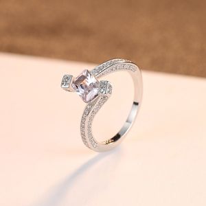Designer Micro Set Zircon Irregular s925 Silver Ring Fashion Women Shiny Square Zircon Ring Wedding Jewelry Accessories