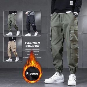 Calça masculina inverno grosso quente lã de carga streetwear Plus size tamanhos pretos calças térmicas casuais masculinas 5xl 230320