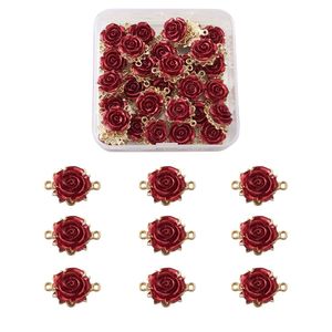 Charms 1box 3D Rose Flower Rick Srick Penting Pendants Linkings разъемы для колье для браслета на День Святого Валентина изготовление 230320