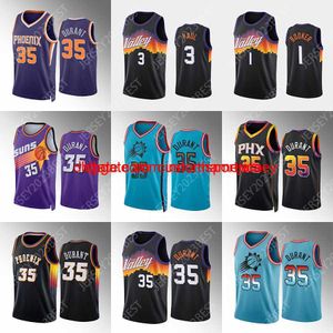 Custom 1 Kevin Durant Devin Basketball Jerseys 35 Booker 3 Chris Paul Deandre Ayton s Sun Steve Nash Charles Barkley Blue Purple Jersey 2022 2023 City