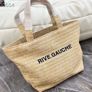 Bolsas femininas de grife de luxo Rive Gauche Tote de preparação LINHO Compras Bolsa de praia Bolsa de mão Moda Linho Grandes bolsas de praia Bolsa de ombro para viagem crossbody