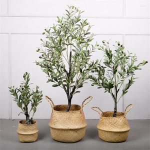 Decorative Flowers Nordic Simulation Olive Basin Landscape With Fruit Tree Indoor And Outdoor Artificial Green Plant Bonsai Decoration
