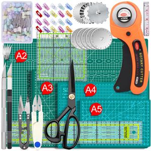 Cutters rotativos de tapete de corte conjunto com régua de retalhos Kit de faca de escultura para tecido de papel de papel de couro de papel de costura e acolchoado 230320