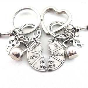 Nyckelringar 10Pair Par Present Gym Keyring You and Me Weight Plate alltid tillsammans Jag älskar mitt livsträningspar som lyfter