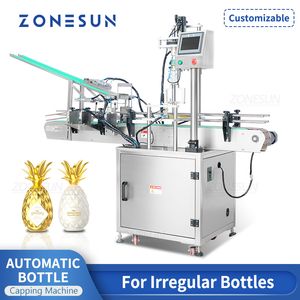 ZONESUN ZS-XG440F Tappatrice automatica personalizzata per l'avvitamento di bottiglie irregolari Linea di produzione di imballaggi a forma di ananas