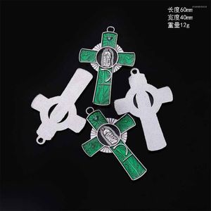 Colares pendentes Cottvodiy Rosário Parte grande mexicano Nossa Senhora de Guadalupe Virgem Maria Holy Grail Chi-Rho Jóias Cruzadas Fazendo 5pc