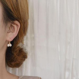 Orecchini pendenti in stile coreano con perle d'imitazione da donna