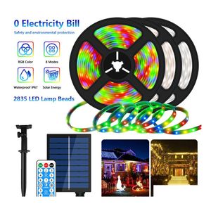 Led Strips 5M/10M Solar Strip Light 8 Modes Christmas String Colorf Fairy Lights Outdoor Ip67 Waterproof Patio Garden Decoration Lam Dhxpw