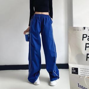 Baggy Black Sweatpants Basic High Rise Pants Side Stripe Patchwork Jogging Trousers Women Streetwear y2k Aesthetic Capris 2303201