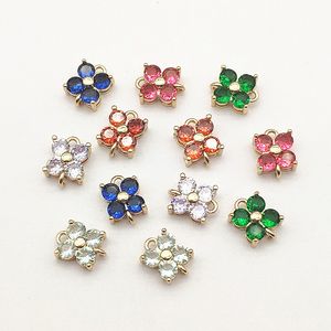 Charms ankomst 10x8mm 50st kubik zirkoniacristall blommakontakt för halsbandörhängen DIY -delar smyckesfynd komponenter 230320