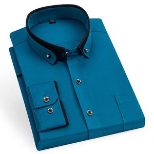 Мужские повседневные рубашки мужская рубашка с двойным воротником с длинными рукавами Формальная классическая деловая рубашка черная повседневная подсадка из дышащей неайренда 230321