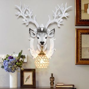 Wall Lamps Nordic Luxury Antelope Deer Crystal Interior Decoration Background Turpentine Material Light