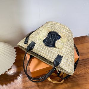 Yaz Moda Dokuma Sebze Sepet Çanta Saman Kova Çantaları Çanak Omuz Eşleme Çantaları