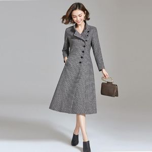 Women's Wool Blends Abrigos Mujer Invierno 2023 Plus Size Woolen Coat Kvinnlig lång rutig elegant Manteau Femme Hiver Coats KJ191