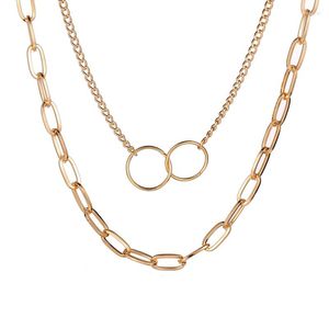 Chains Multilayer Round Geometric Clavicle Necklaces For Women Female Metal Chain Necklace Trendy Accessories Bijou Femme